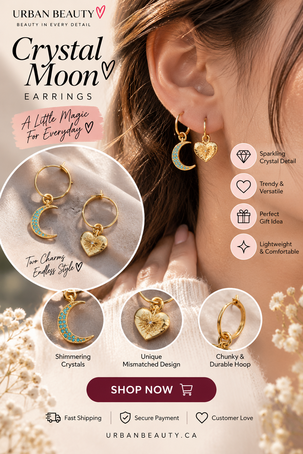 Crystal Moon Earrings