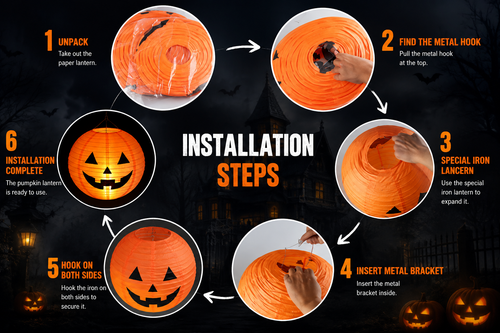 30cm Halloween Paper Pumpkin Hanging Lantern