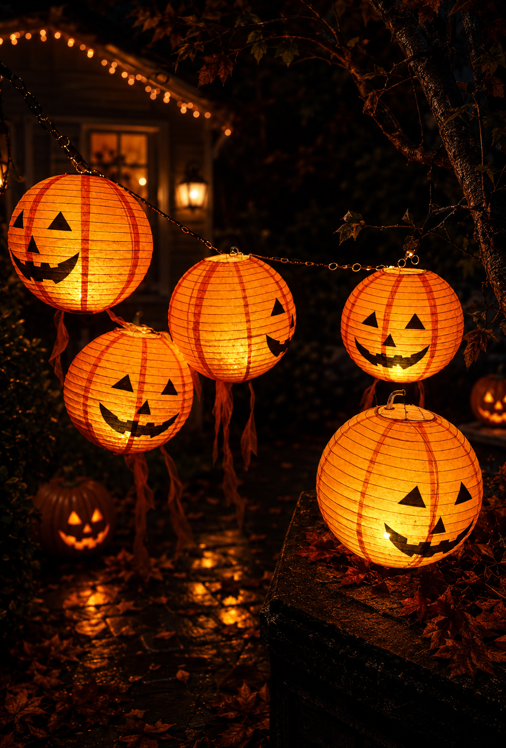 30cm Halloween Paper Pumpkin Hanging Lantern