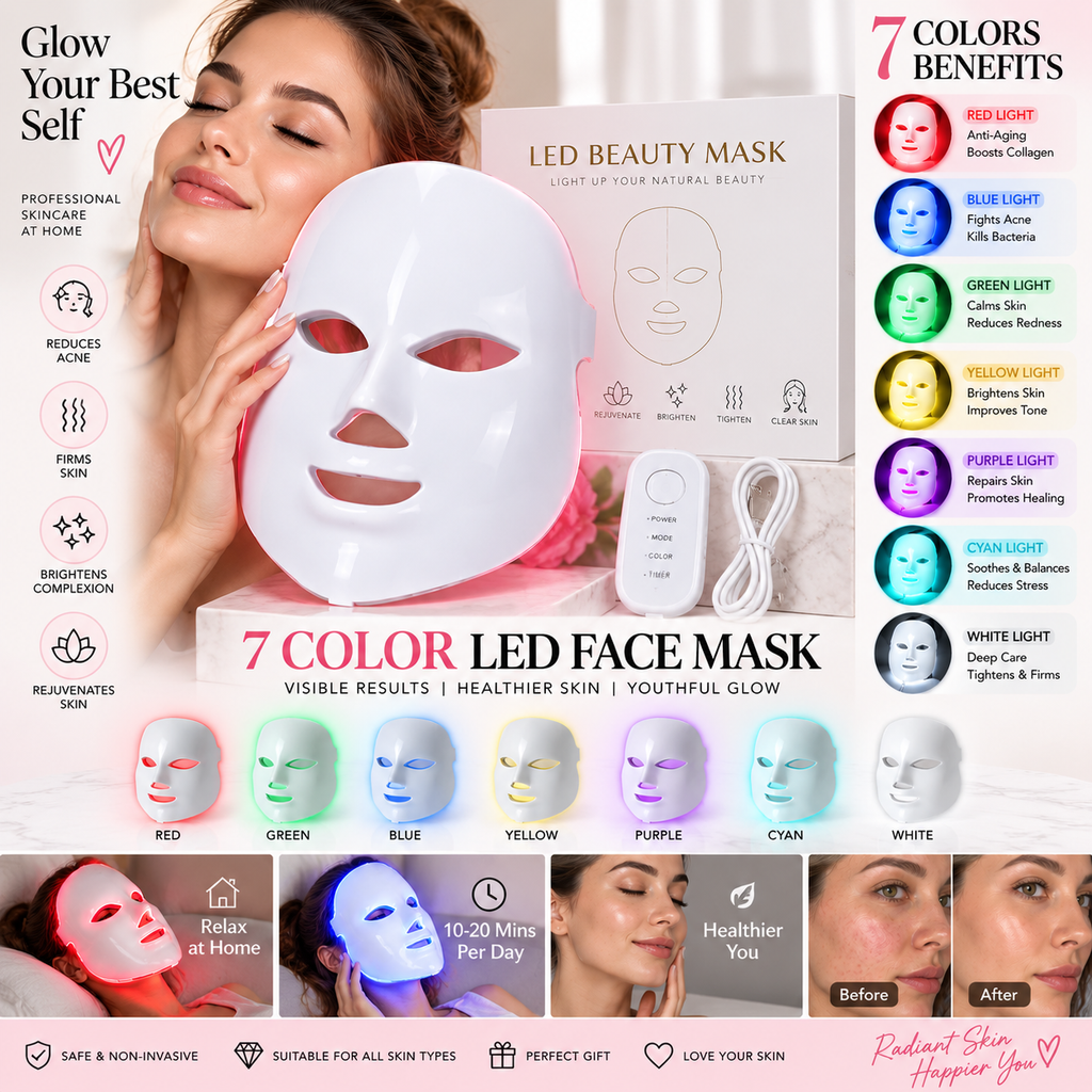 7-Color LED Light Therapy Face Mask