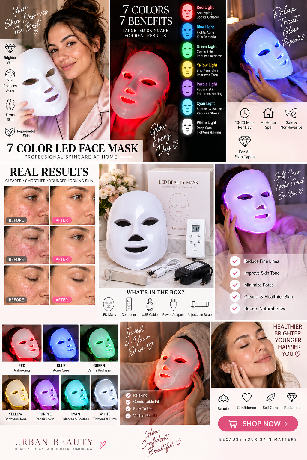 7-Color LED Light Therapy Face Mask