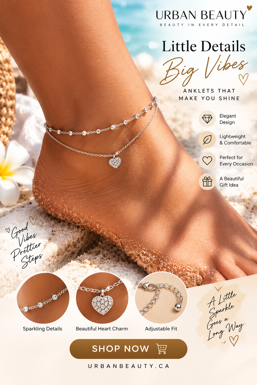 Double Silver Ankle Chain Heart Ankle Bracelet Festival Jewellery