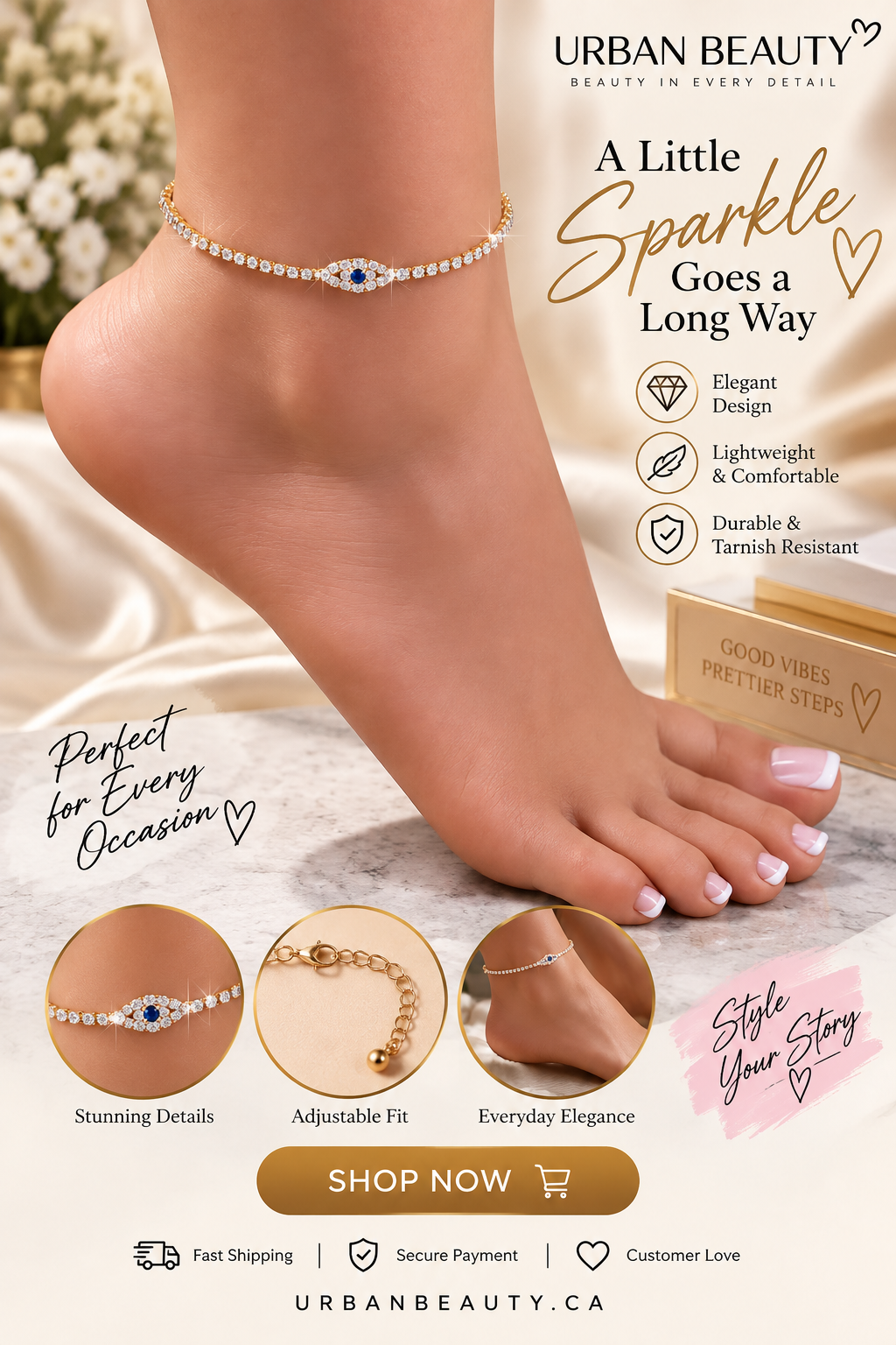 Vintage Bule Evil Eye Anklet Bracelet Beach Women Crystal Anklet1